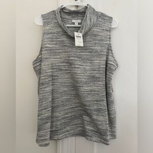 Large JJill sleeveless jersey top NWT CreamMulti mock-Turtleneck